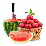 Watermelon and apples  isolated on a white background