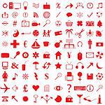 Collection of 100 web red icons
