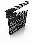 3d illustration of cinema clapboard over white background