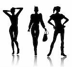 Vector silhouette set of woman