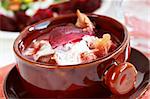 Red cabbage soup with beetroot (borscht) - Russian national dish