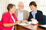 Senior couple gets good financial news from their accountant.