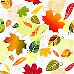 Floral seamless pattern of colorful leaves (vector)