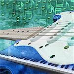 abstract musical background guitar piano and notes
