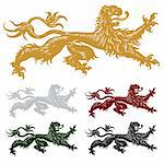 Detailed gothic lions. Easy to change color.