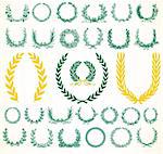 Set of detailed vector victory laurel wreaths. Easy to edit and change colors.