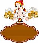 Illustration of Oktoberfest girl serving  beer