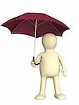 Puppet with umbrella - isolated over white