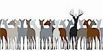 Editable vector silhouette of a herd of deer