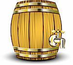 Vector illustration of Wooden barrel over white. EPS 8, AI, JPEG