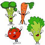 A set of healthy food cartoon characters.