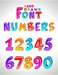 Hand drawn vector font. Numbers. (Letters see in portfolio)