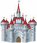 Fairy-tale castle on white background.