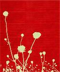 Long-stemmed meadow flower silhouette on red background