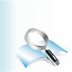 Realistic vector magnifying glass and notebook.Illustration for your design.