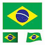 green and yellow brazil flag icon symbol as part of a set