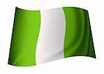 green and white nigeria flag with creases in icon