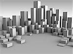abstract 3d illustration of gray boxes city background