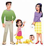 Human family with mother, father and children. Cartoon vector illustration