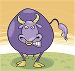 Cartoon vector illustration of angry farm bull