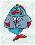 Illustration of big fish businessman