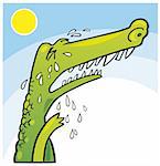 Illustration of funny crocodile crying