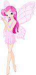 Illustration of a cute pink spring fairy with butterfly