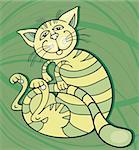Illustration of Happy Green Cat