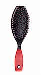 closeup of hair brush on white background with clipping path