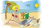 Illustration of businesswoman on holiday