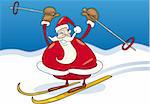 Illustration of santa claus on ski