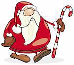 Illustration of santa claus with christmas cane