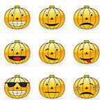 fully editable vector illustration of pumpkin emoticons