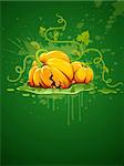 broken halloween pumpkin on grunge green background vector illustration