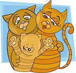 illustration of cheerful cats family