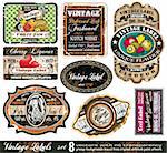 Vintage Labels Collection - 8 design elements with original antique style -Set 8