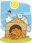 Illustration of Happy farm animals