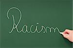 Racism written on a blackboard with chalk