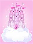 Illustration of a Fairy Tale princess castle in the sky