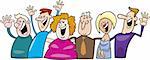 Cartoon vector illustration of group of happy people