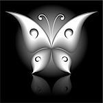 Vector illustration of black icon simply butterfly