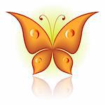 Vector illustration of orange icon simply butterfly