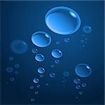 Rising air bubbles on a navy background
