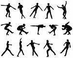 Figure skate man silhouette set for design use