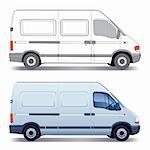 White commercial vehicle - delivery van - colored and layout