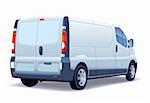 White commercial vehicle - delivery van on white background.