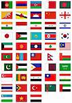 Complete vector set of flags from Asia. All objects are grouped and tagged with the country name.