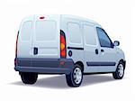 White commercial vehicle - delivery van on white background.