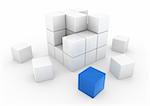 3d business cube blue white isolated on white background