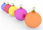 3d christmas colorful balls isolated on white background
